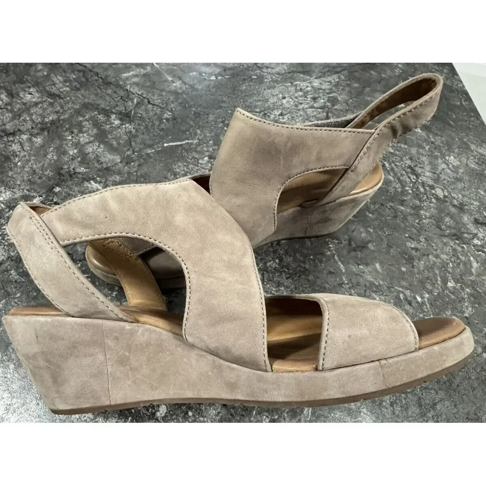 Clarks Taupe Suede Open-Toe Heels